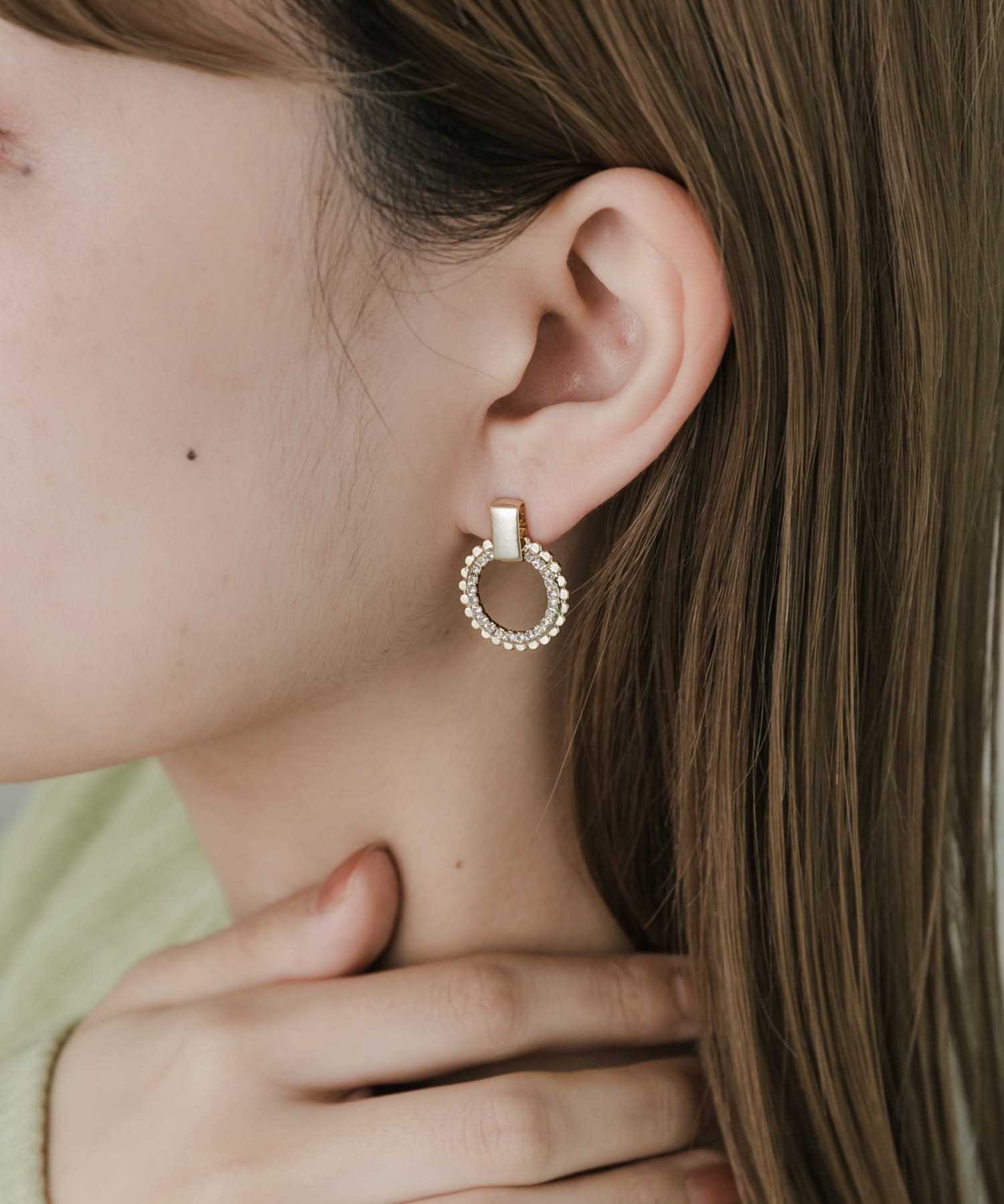 ビジューサークルピアス GLD -