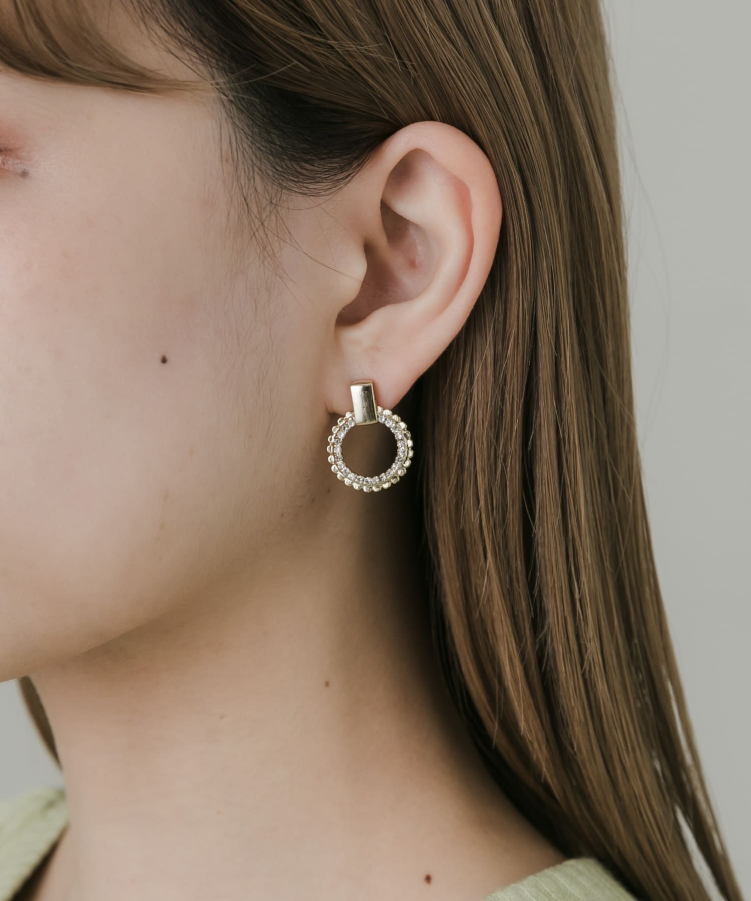 ビジューサークルピアス GLD -