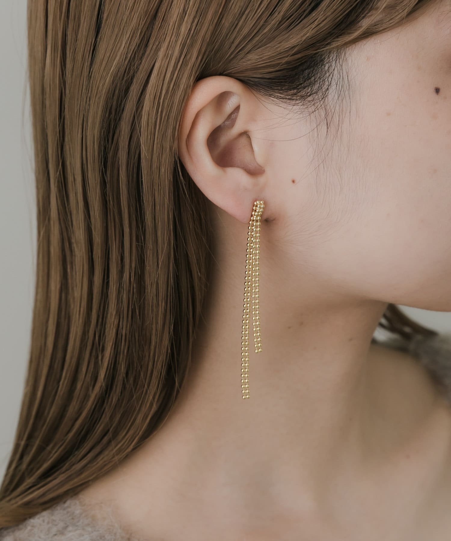 チェーンロングピアス GLD -