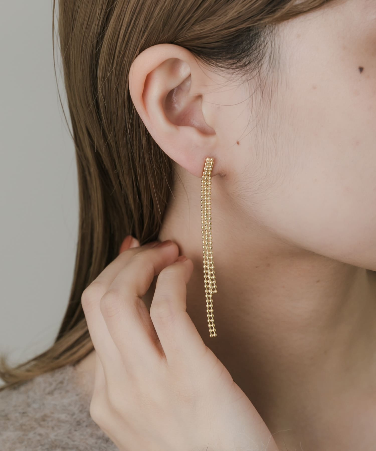 チェーンロングピアス GLD -