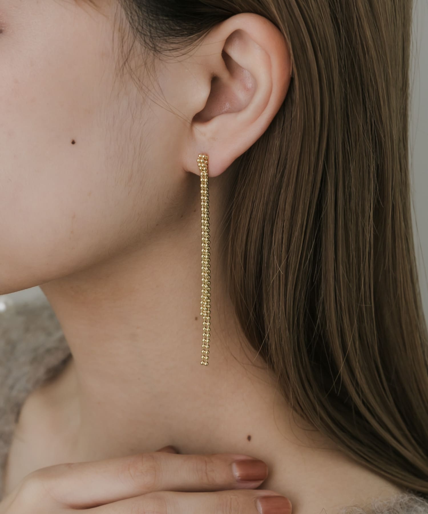 チェーンロングピアス GLD -