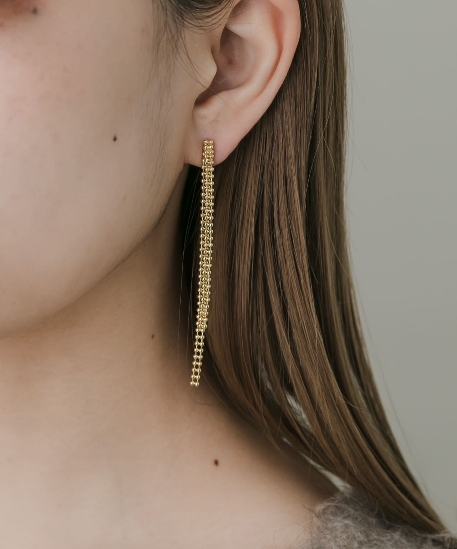 チェーンロングピアス GLD -