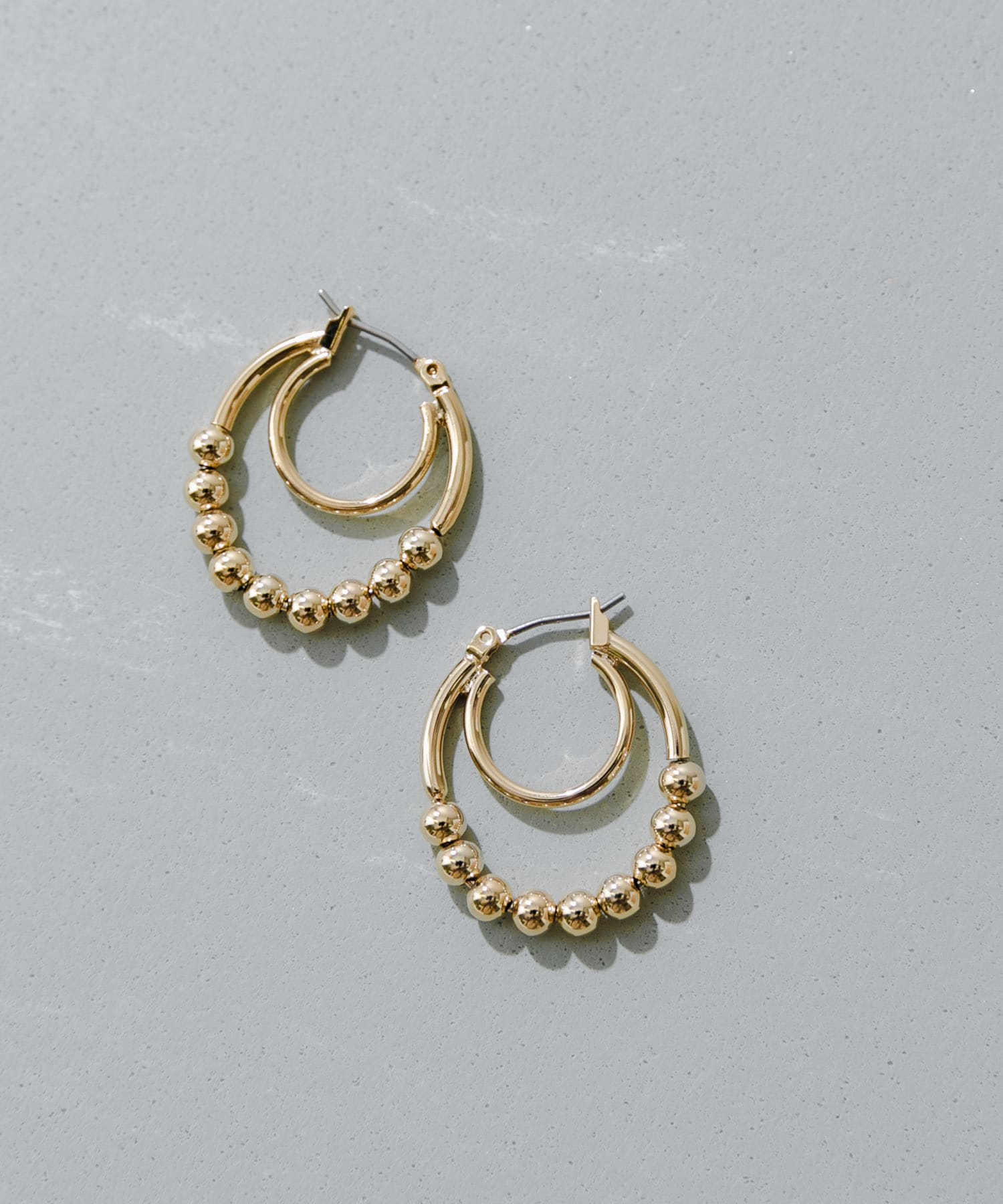 メタルボールダブルフープピアス
