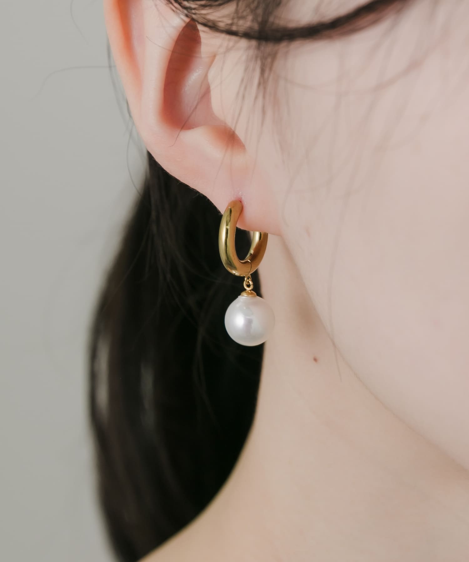 ステンレスパールドロップピアス GLD/IVO -