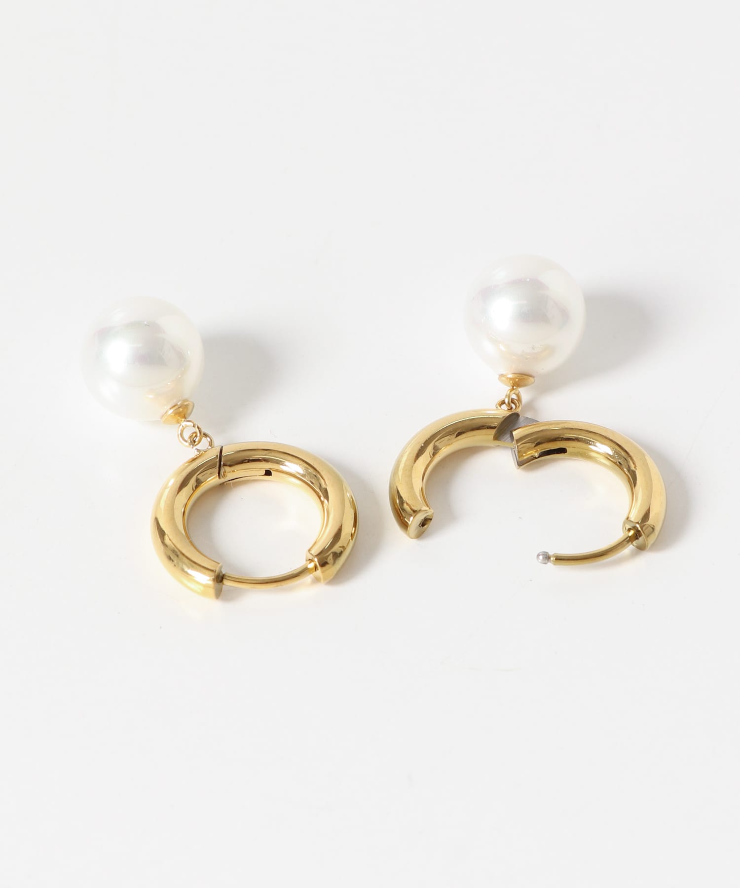 ステンレスパールドロップピアス GLD/IVO -