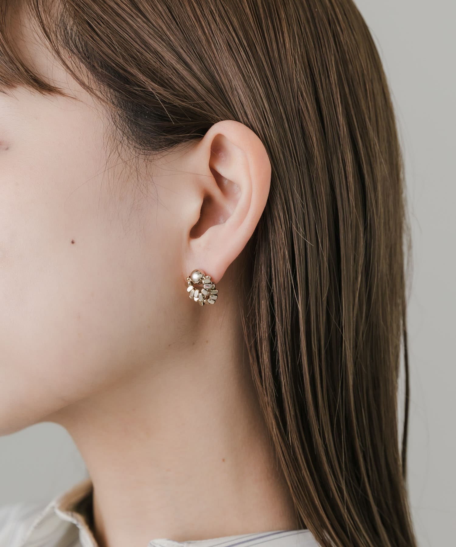 メタルダブルサークルピアス GLD -