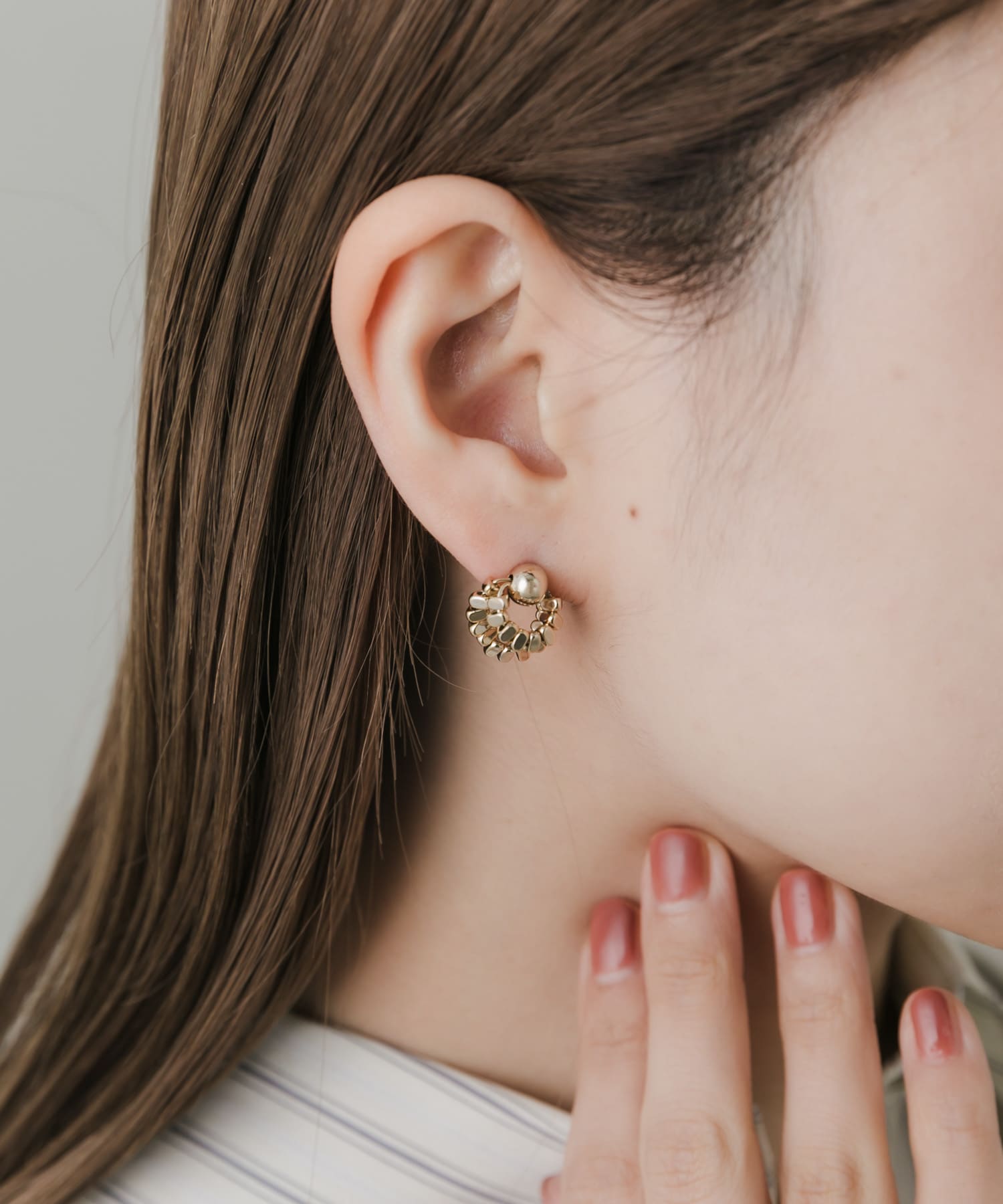メタルダブルサークルピアス GLD -