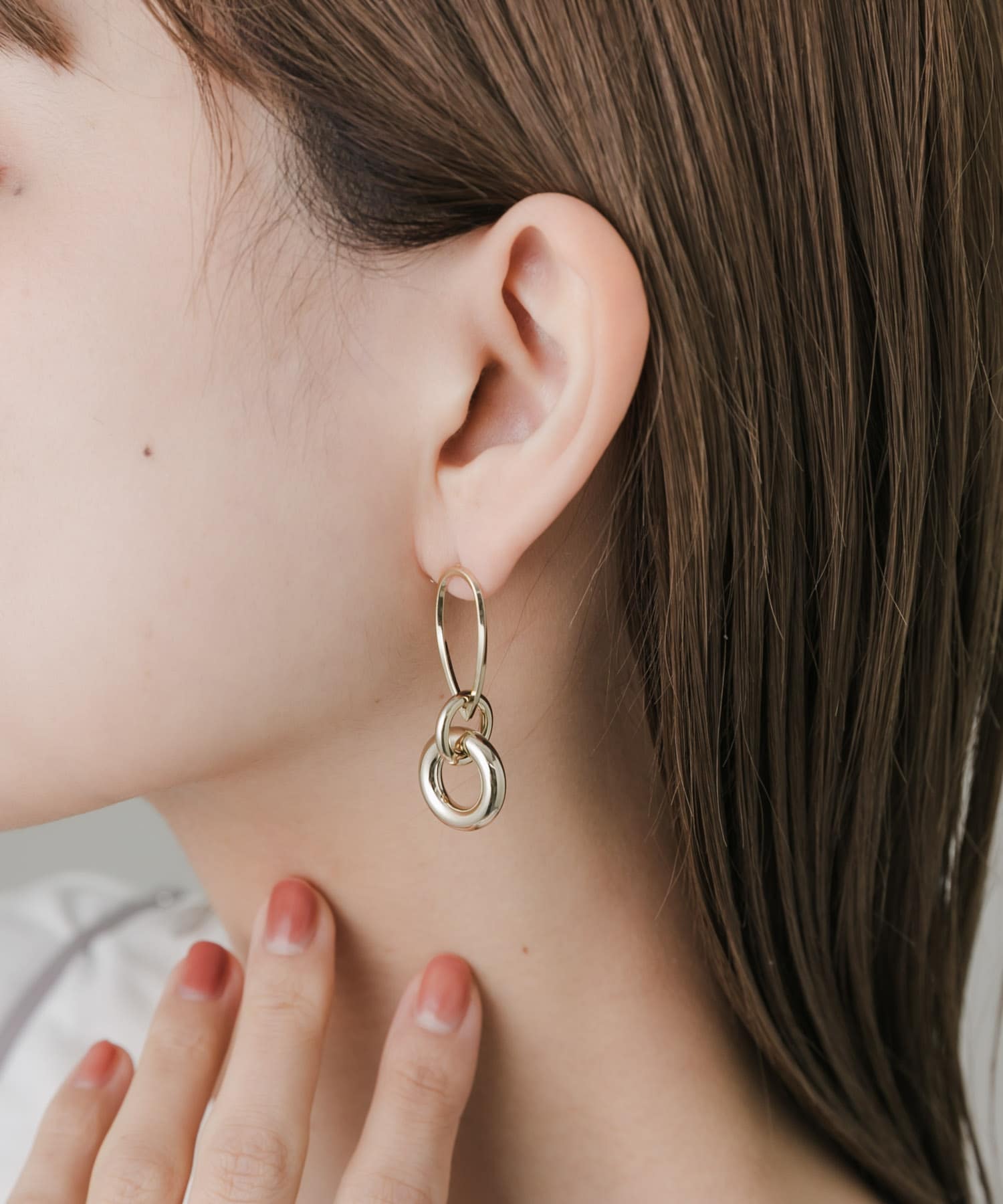 ニュアンスメタルデザインピアス GLD -