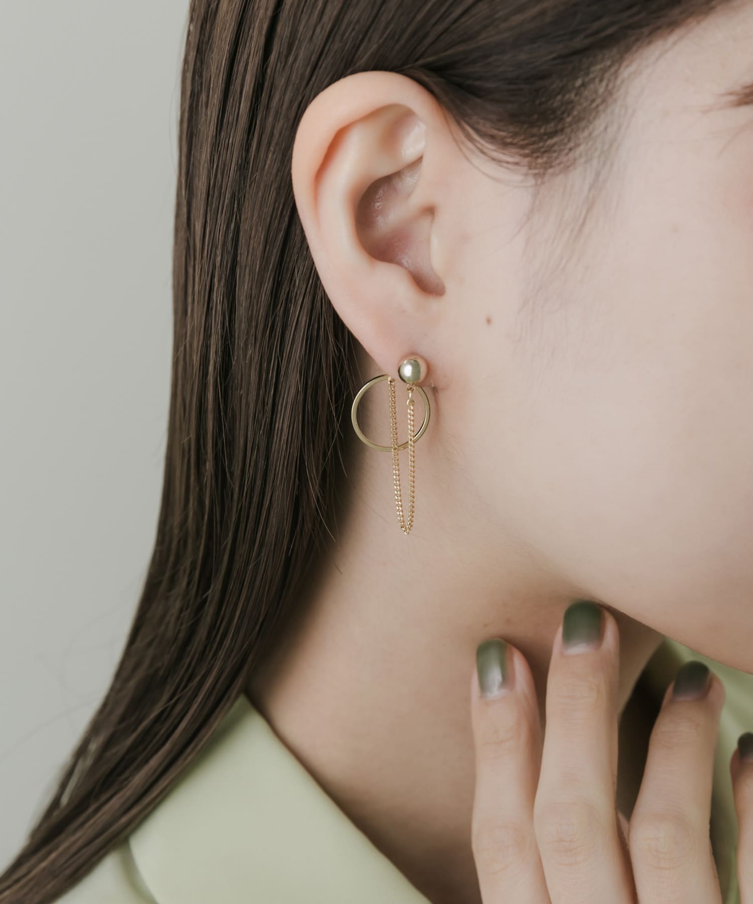 チェーンサークルピアス GLD -