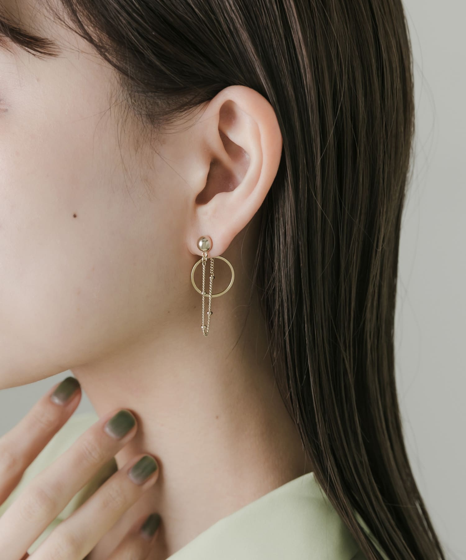 チェーンサークルピアス GLD -