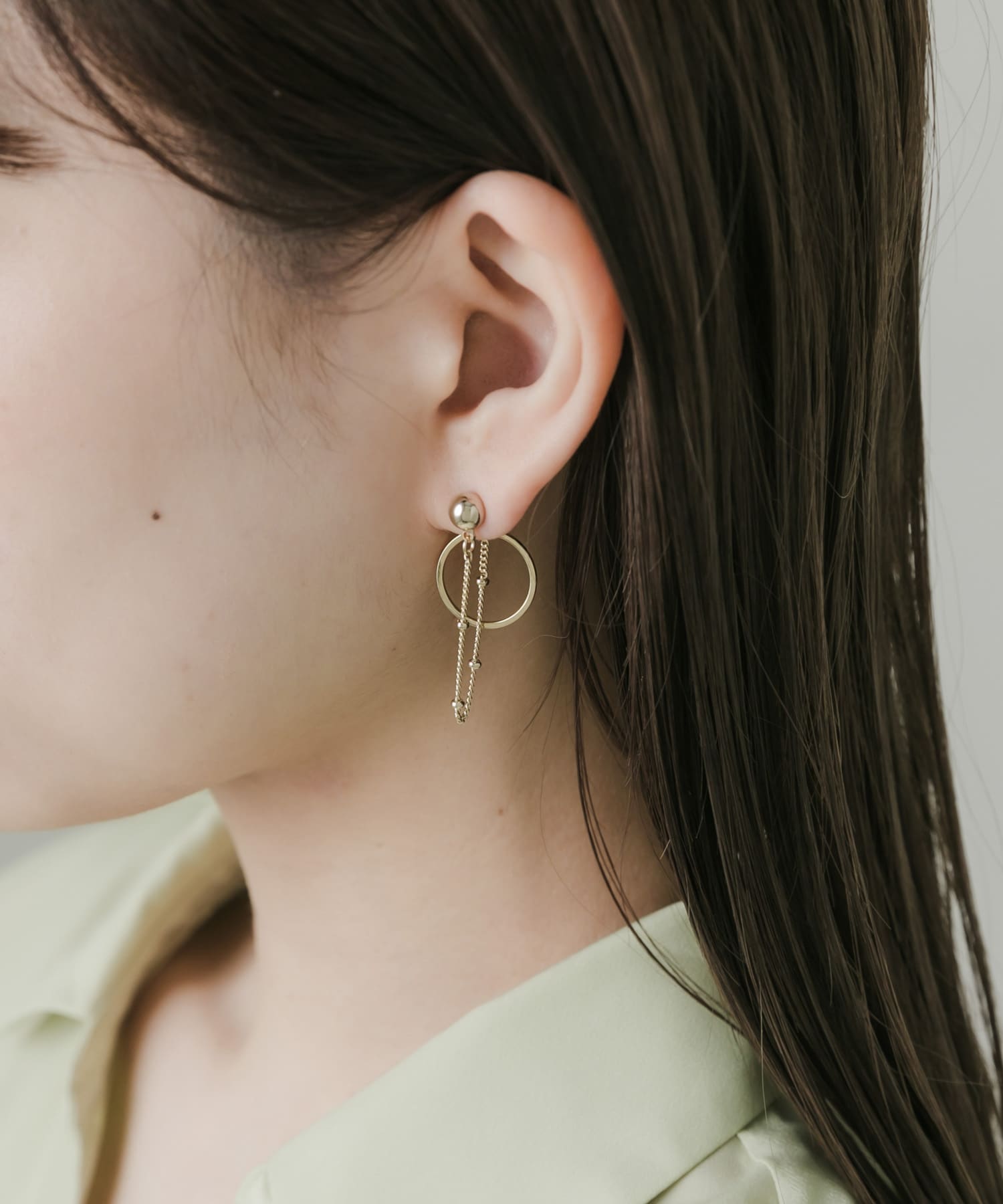チェーンサークルピアス GLD -