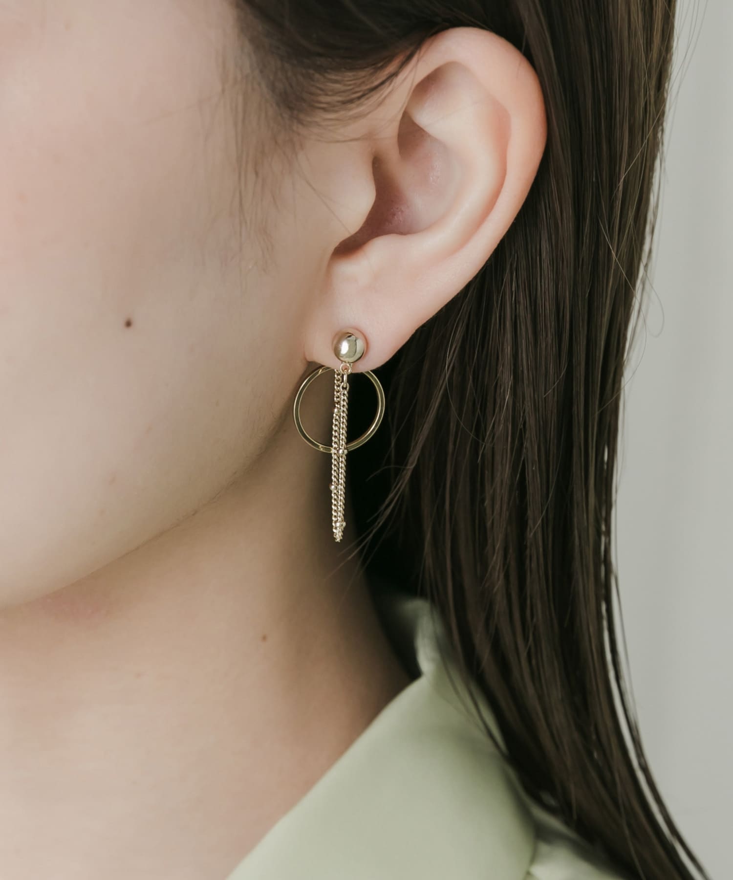 チェーンサークルピアス GLD -