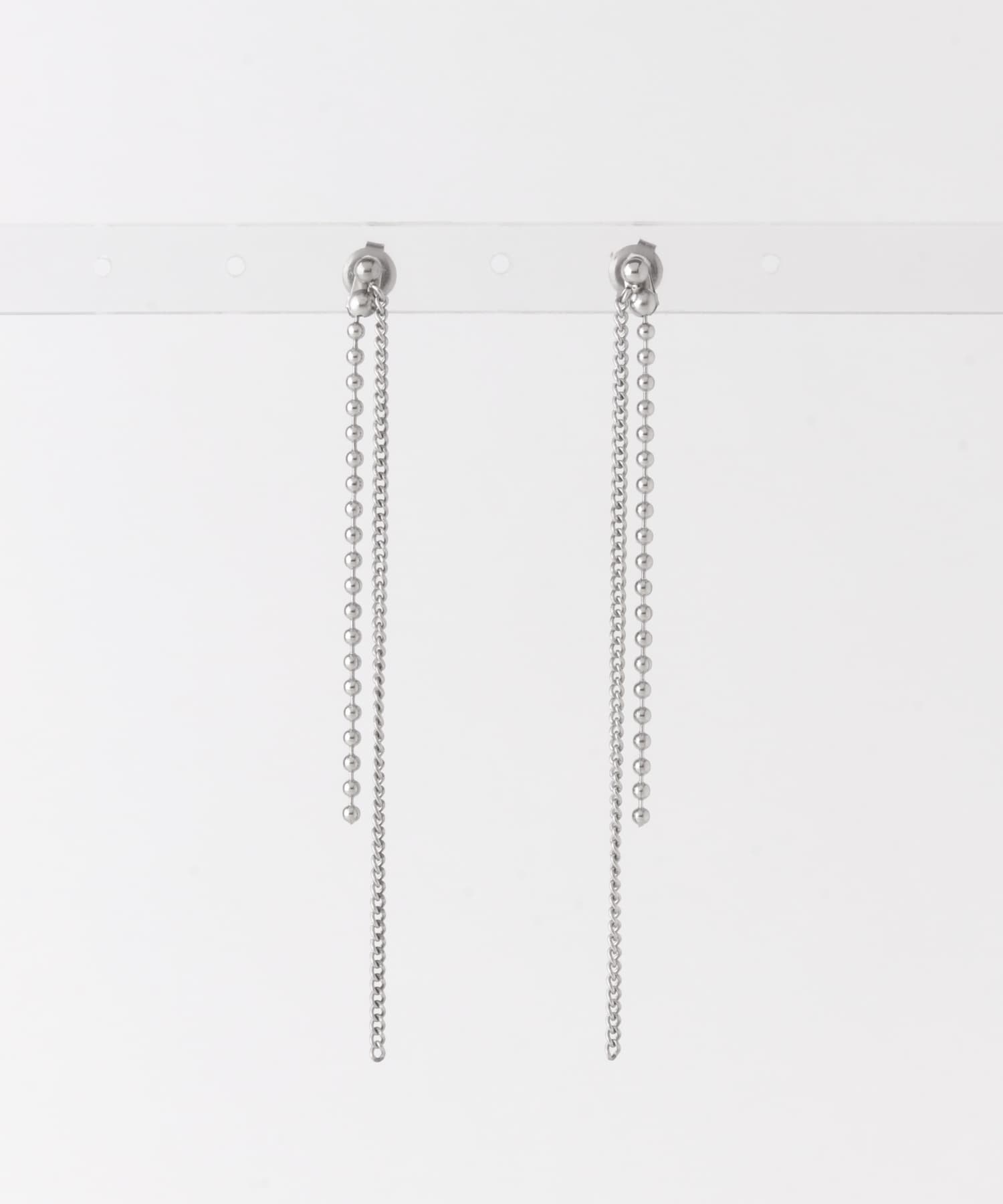 ステンレスダブルシンプルチェーンピアス(- SLV): アクセサリー