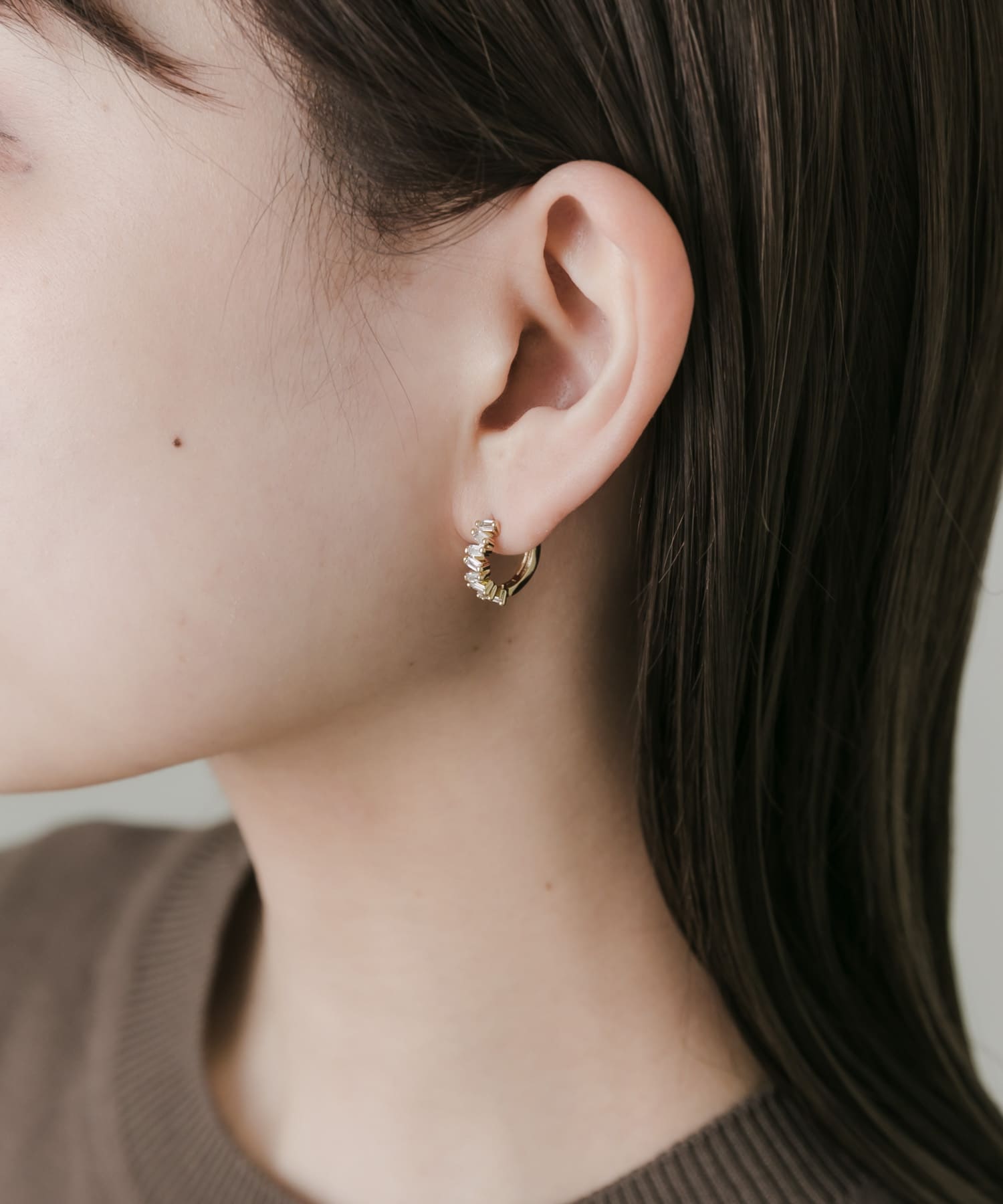 ビジューフープワンタッチピアス GLD -