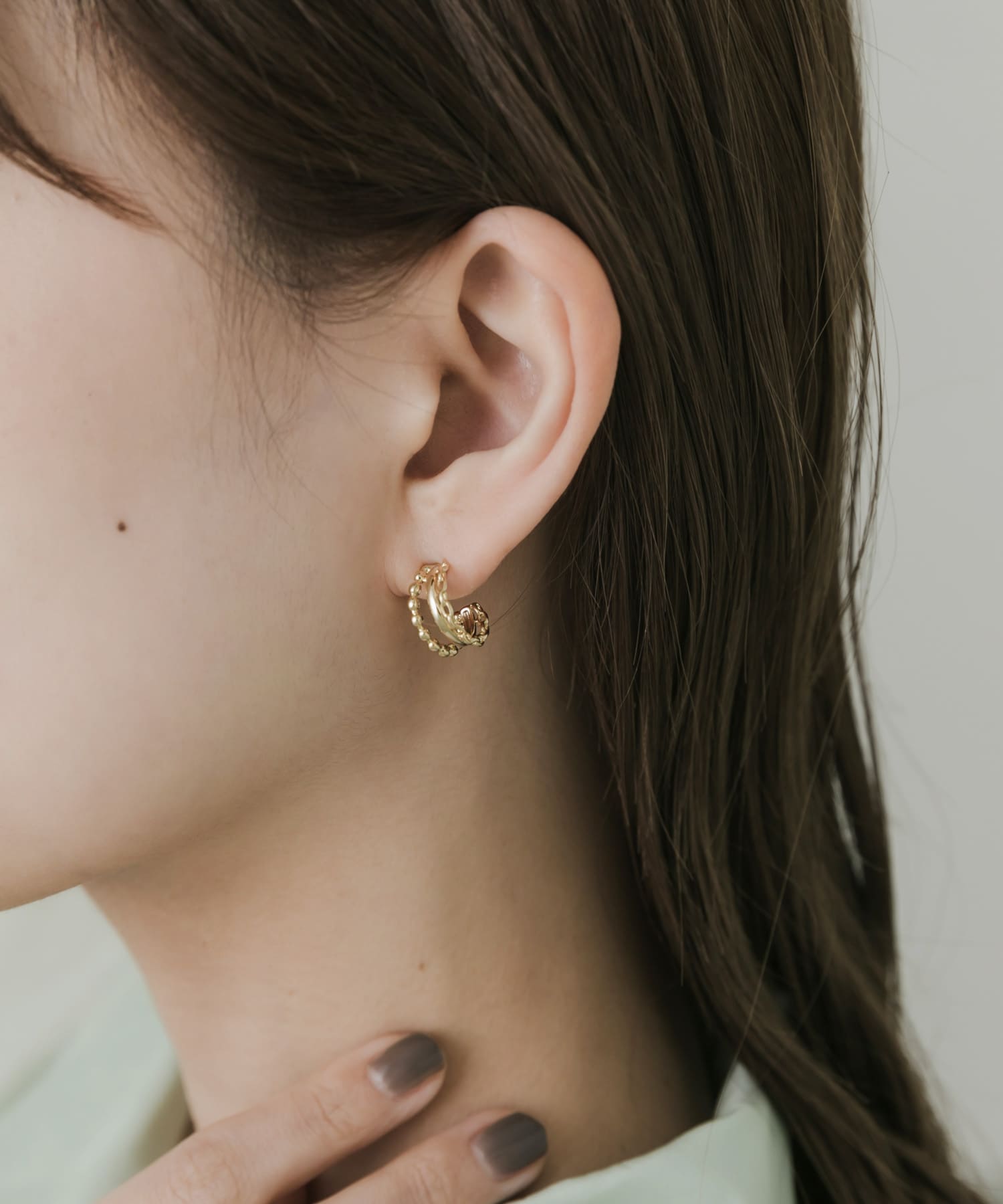 トリプルラインフープピアス GLD -