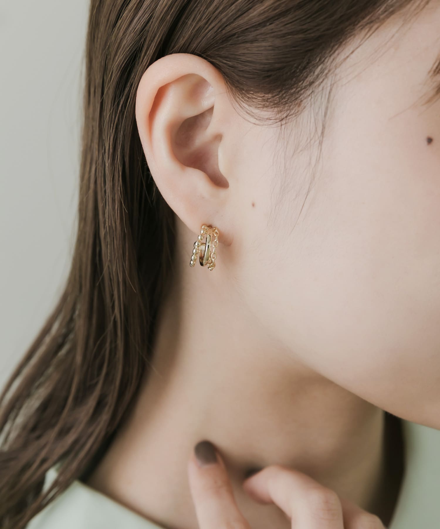 トリプルラインフープピアス GLD -