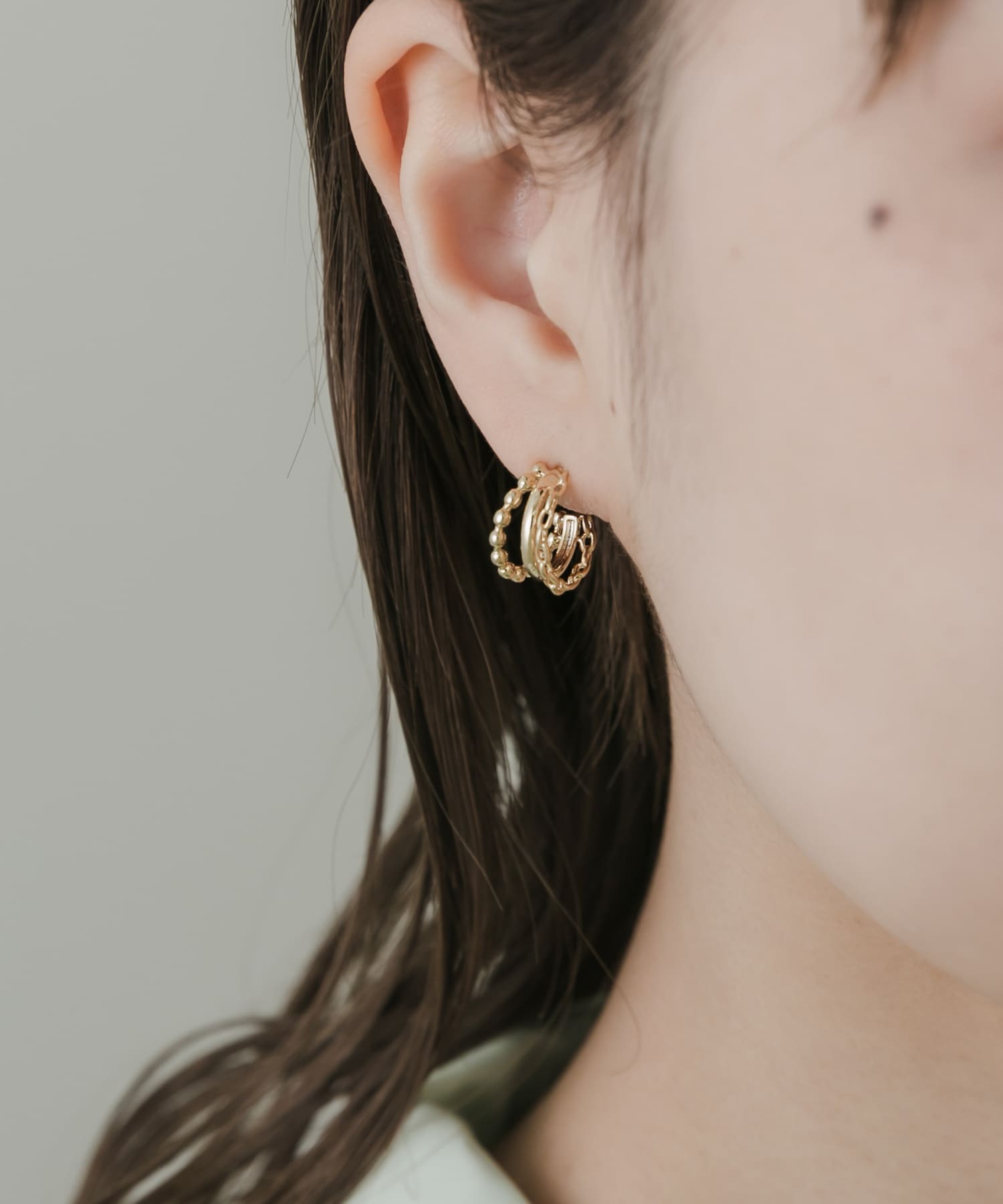トリプルラインフープピアス GLD -