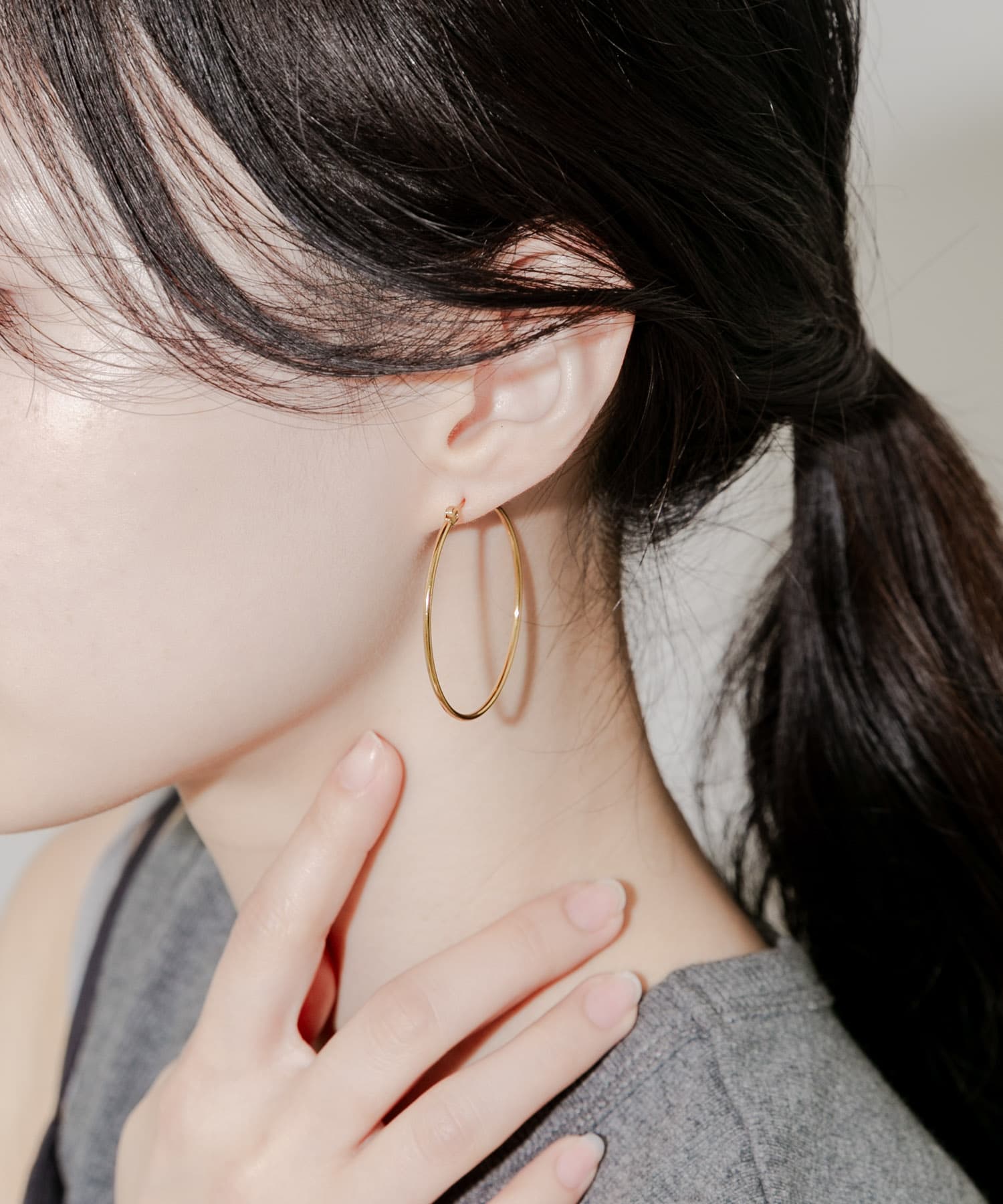 ステンレスフープピアス 40mm GLD -