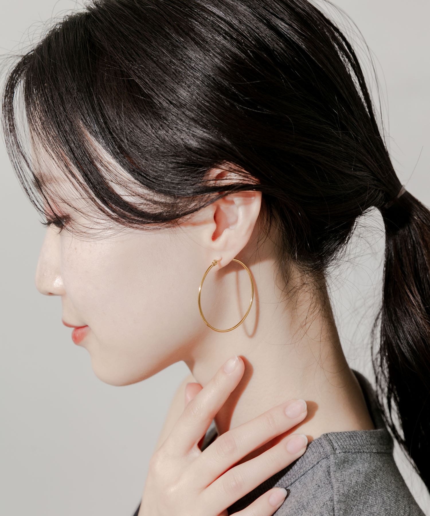 ステンレスフープピアス 40mm GLD -