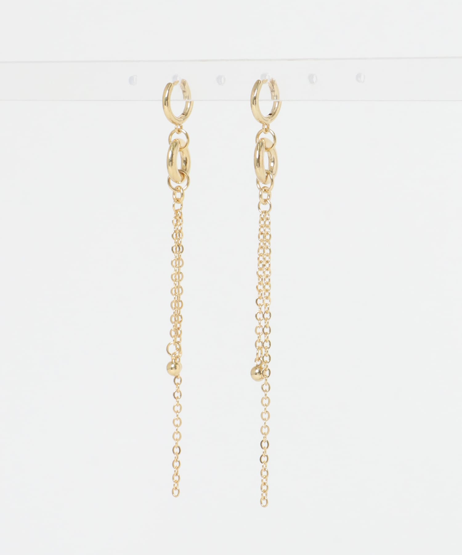 メタルサークルロングチェーンピアス GLD -