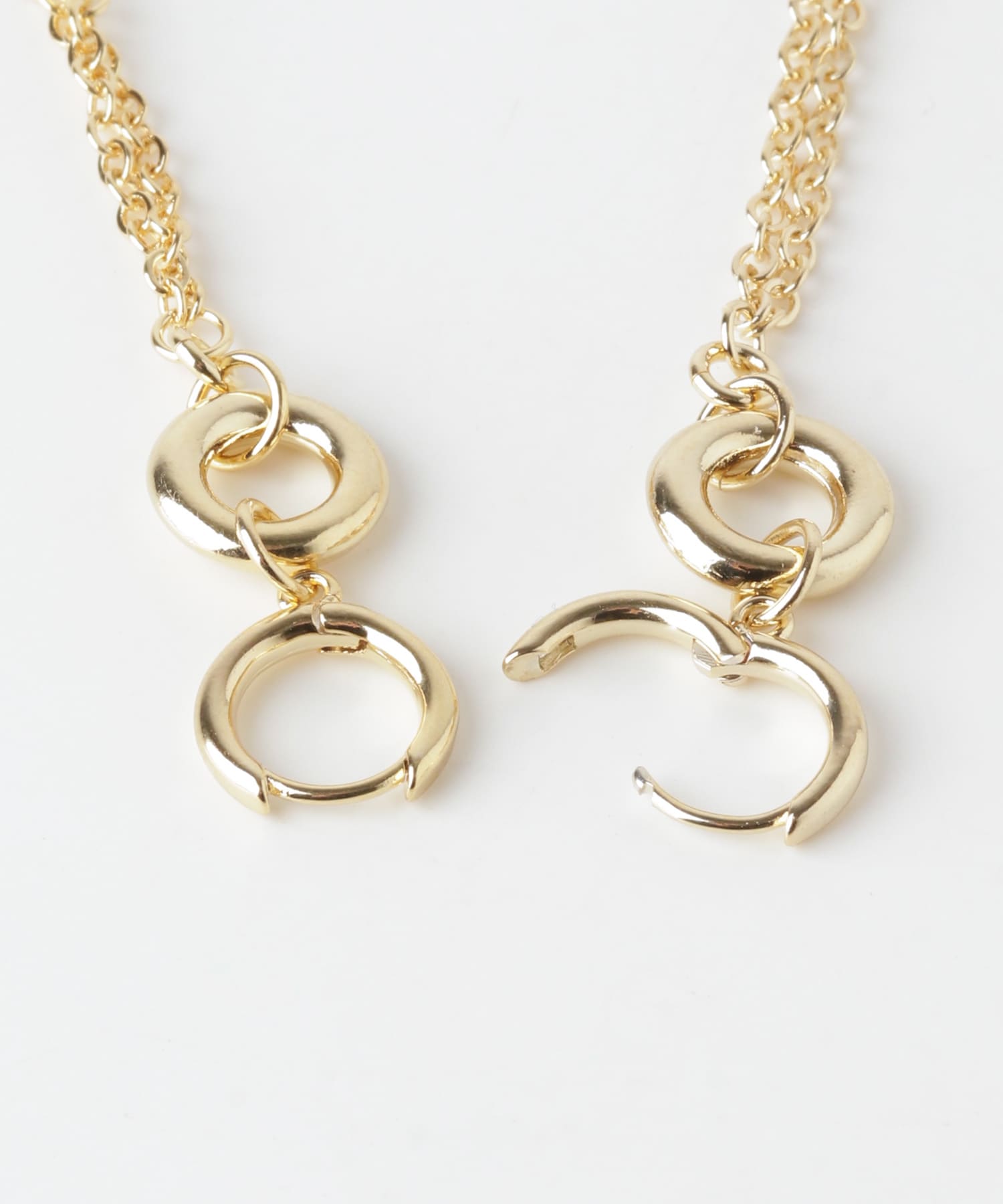 メタルサークルロングチェーンピアス GLD -