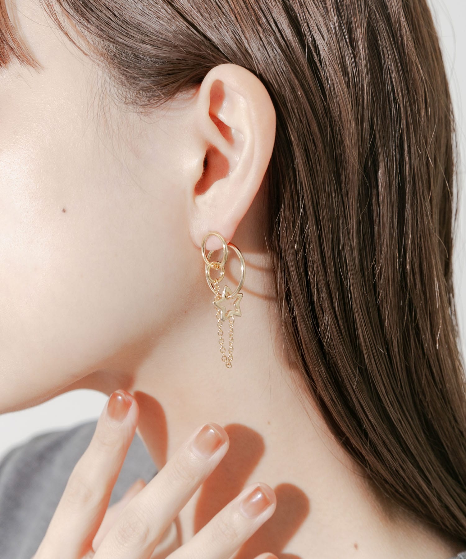 サークルスターチェーンコンビピアス GLD -