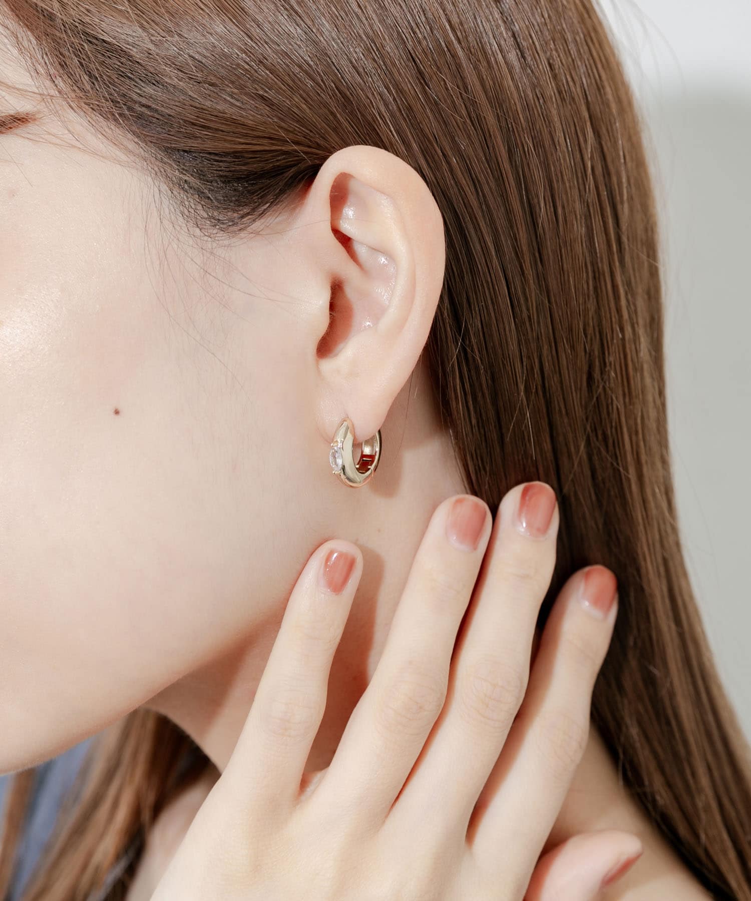 ポイントビジューフープピアス GLD -