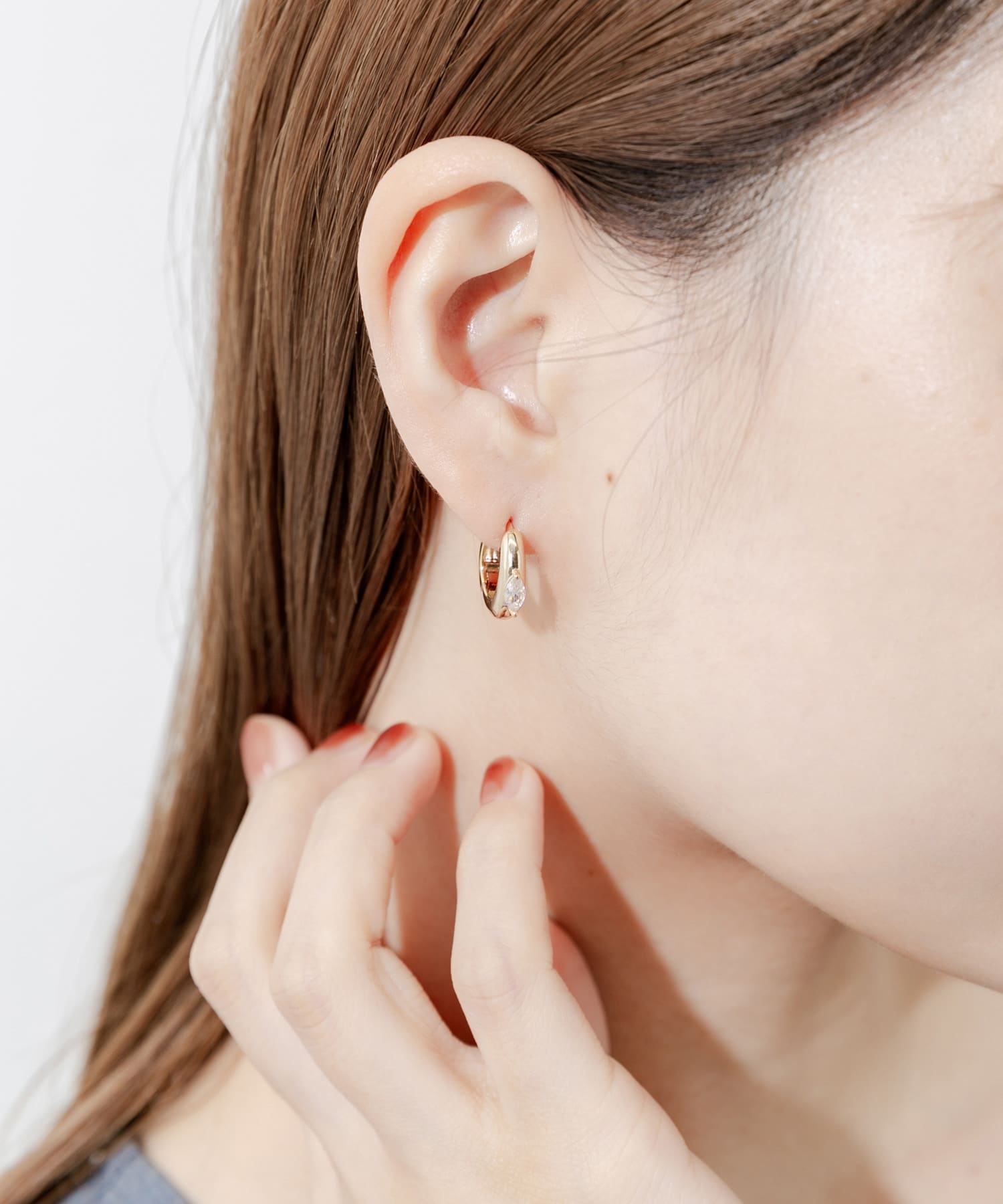 ポイントビジューフープピアス GLD -