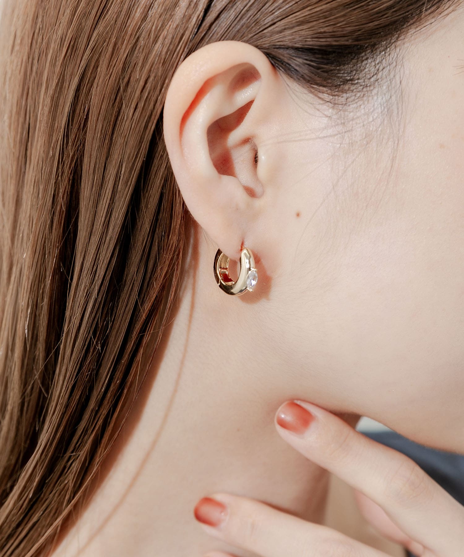 ポイントビジューフープピアス GLD -