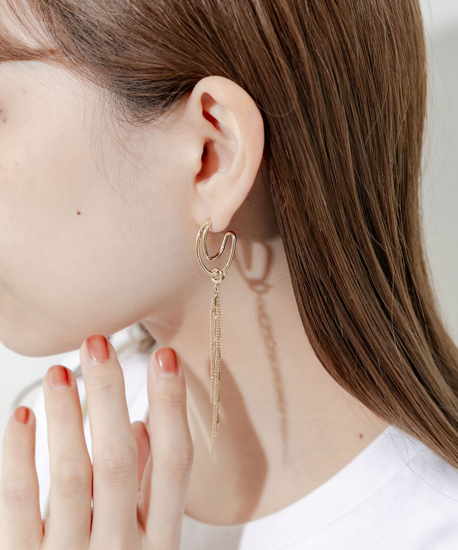 2WAYチェーンオーバルピアス