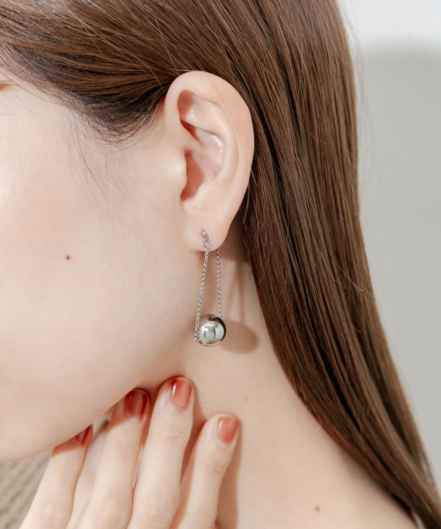 メタルボールチェーンピアス