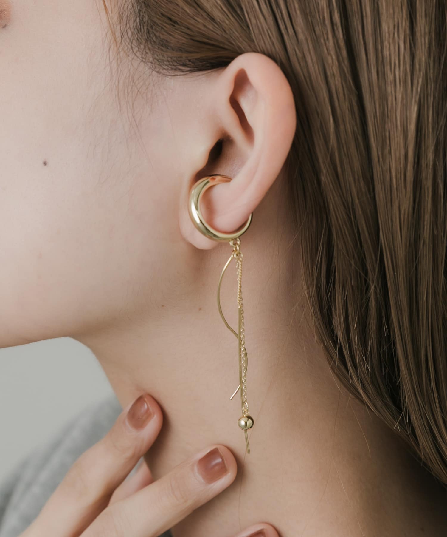 チェーンドロップイヤカフ GLD -