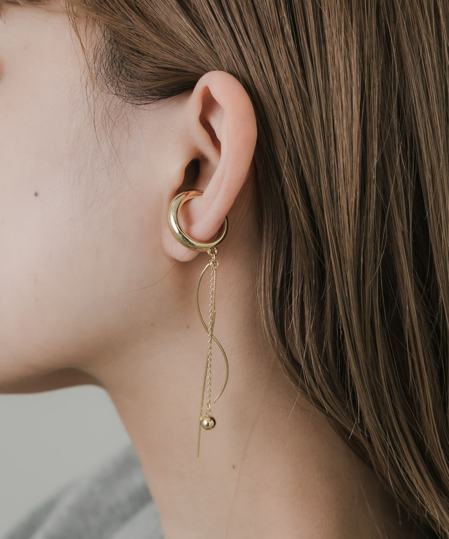 チェーンドロップイヤカフ GLD -