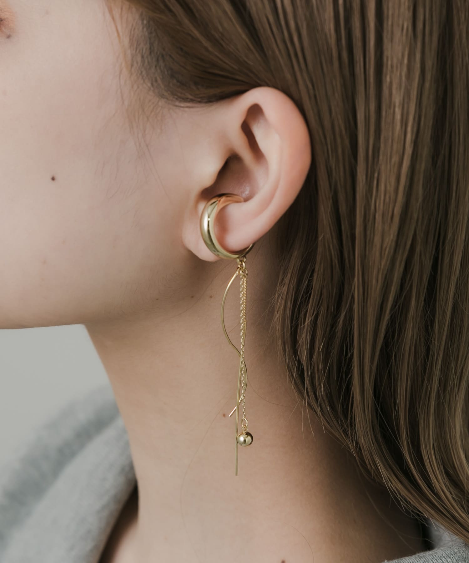チェーンドロップイヤカフ GLD -