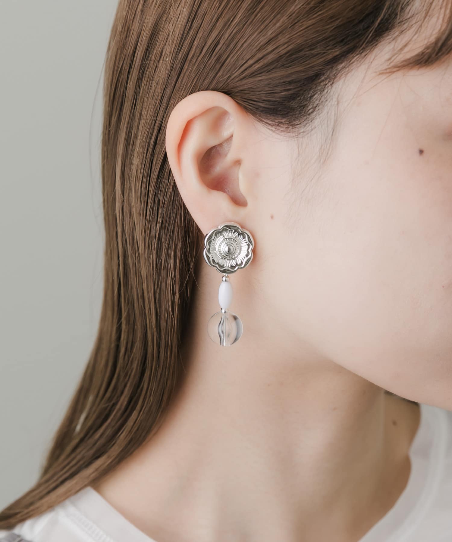 フラワードロップジュシイヤリング SLV -