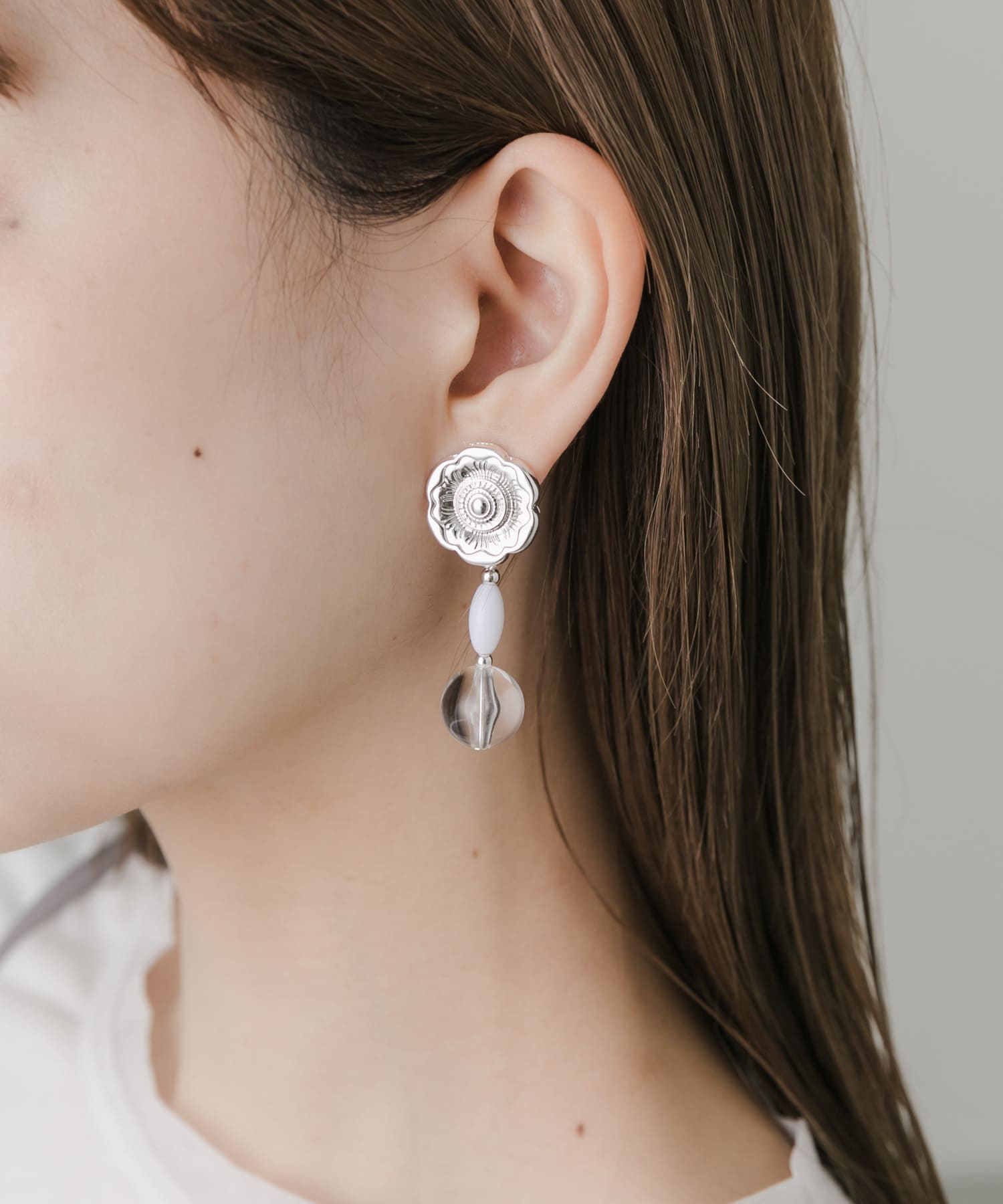 フラワードロップジュシイヤリング SLV -