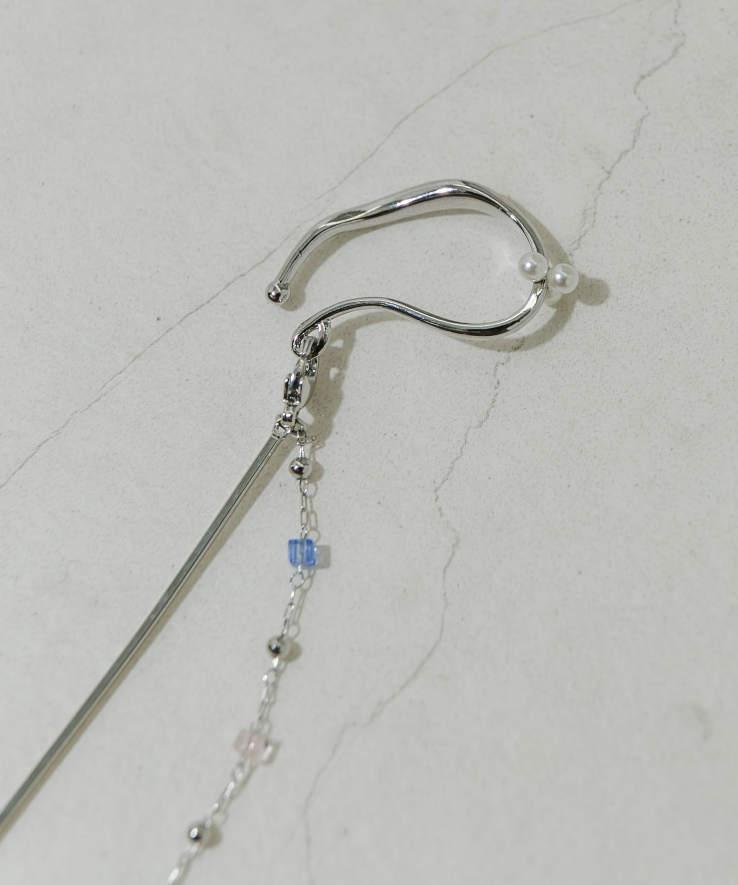 カラービジューチェーンイヤカフ SLV -