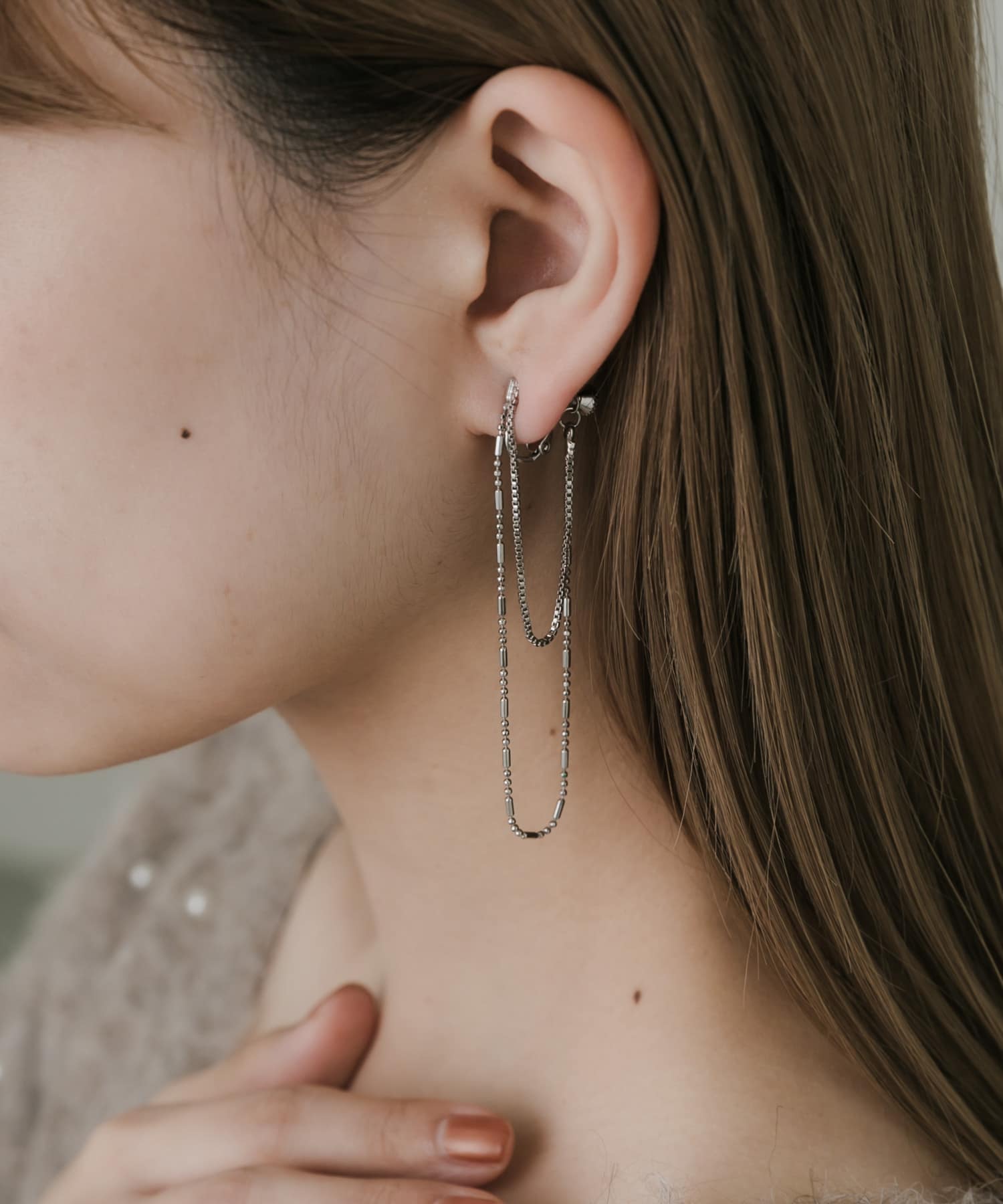 チェーンループイヤリング SLV -