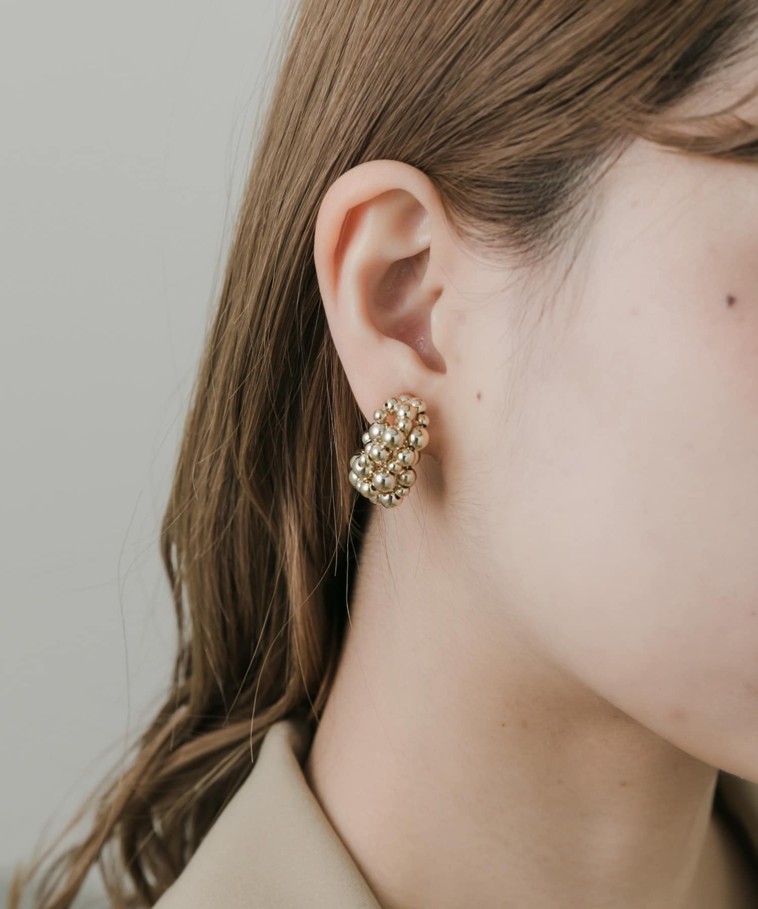 メタルビーズフープイヤリング