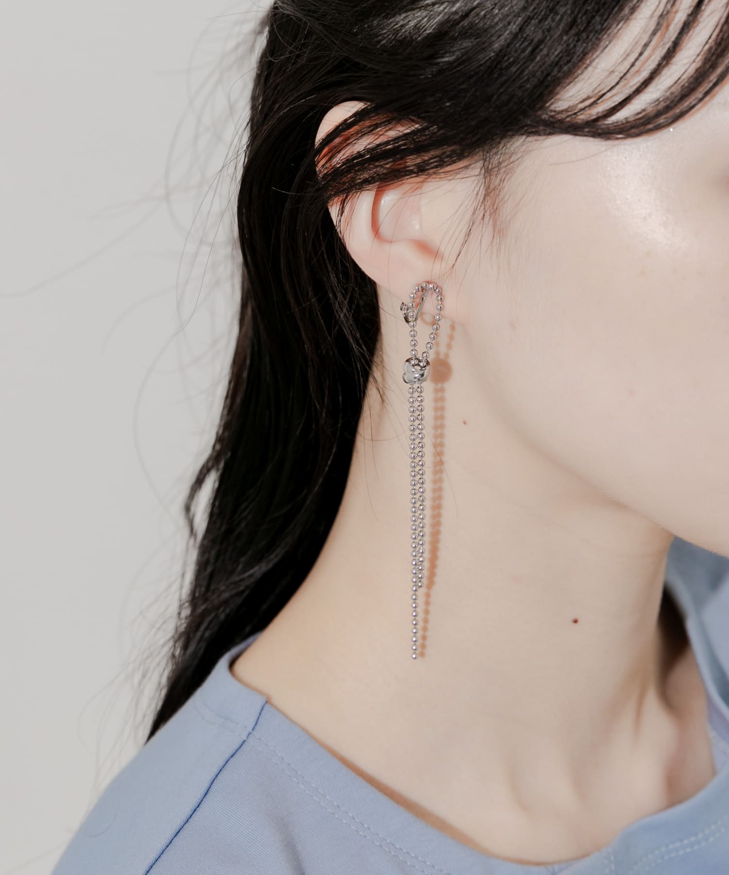 ボールロングチェーンイヤリング SLV -