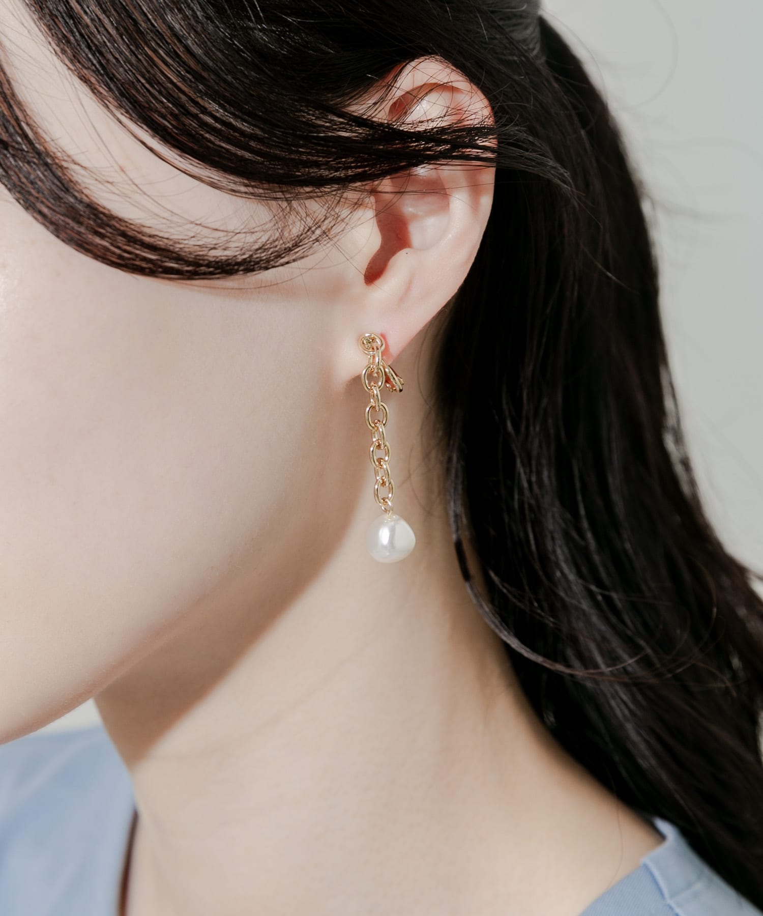 チェーンパールイヤリング