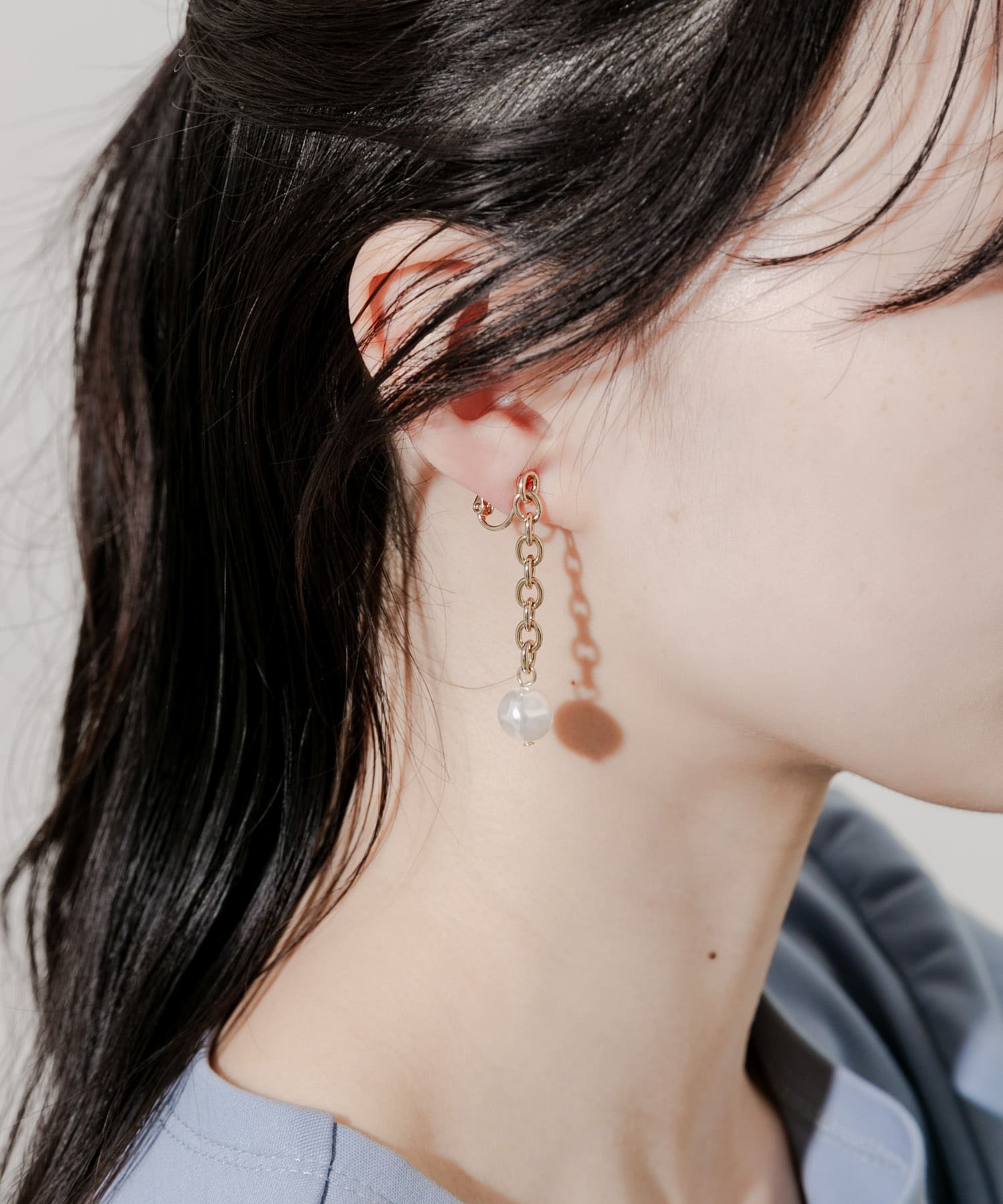 チェーンパールイヤリング GLD -