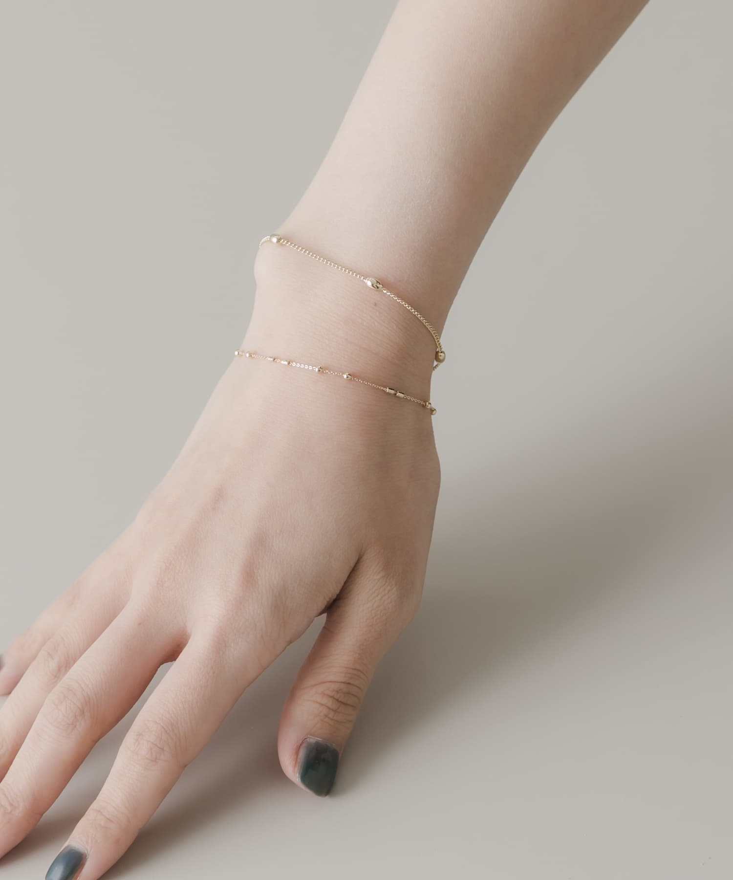 ボールチェーン2セットブレスレット GLD -