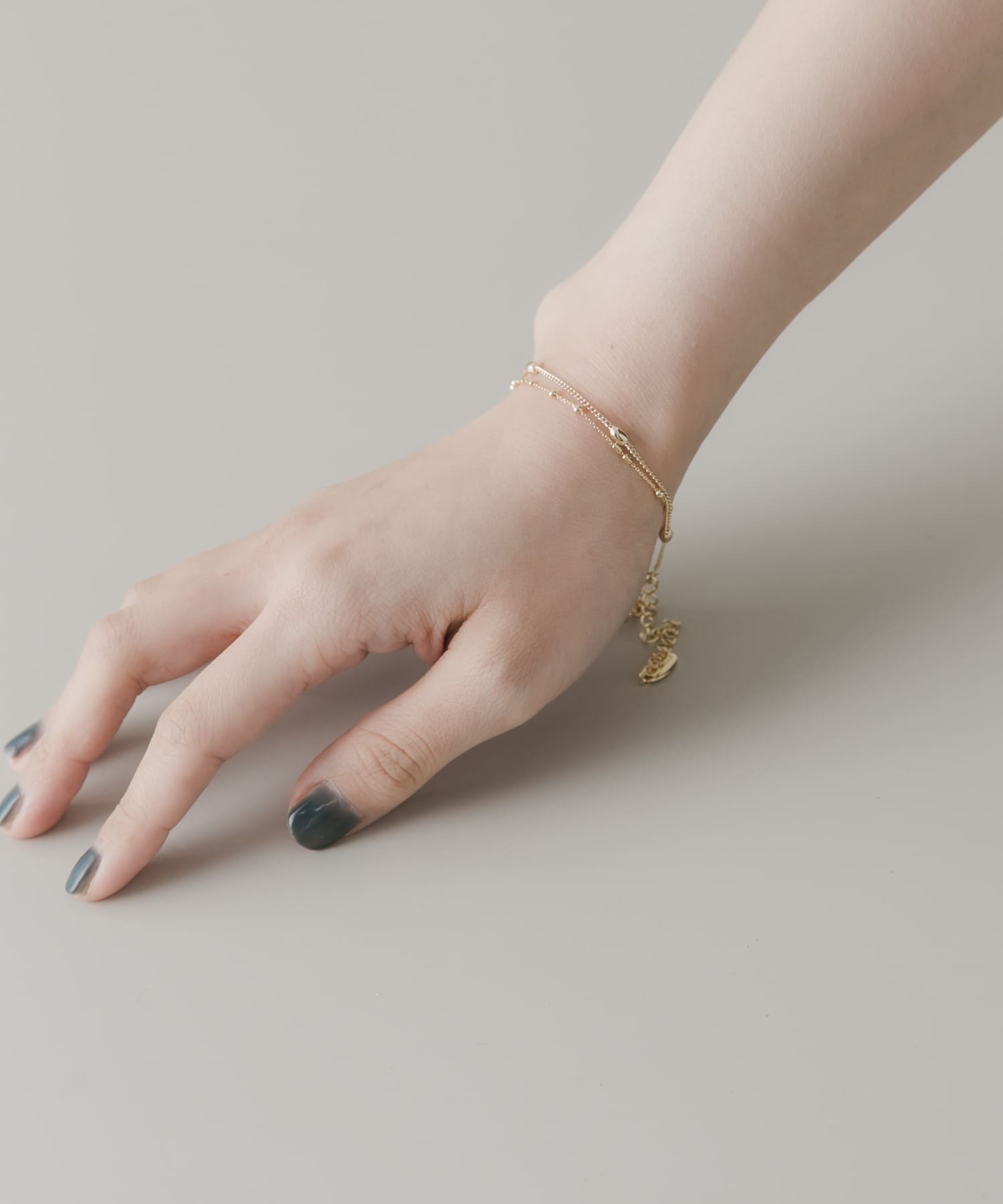 ボールチェーン2セットブレスレット GLD -