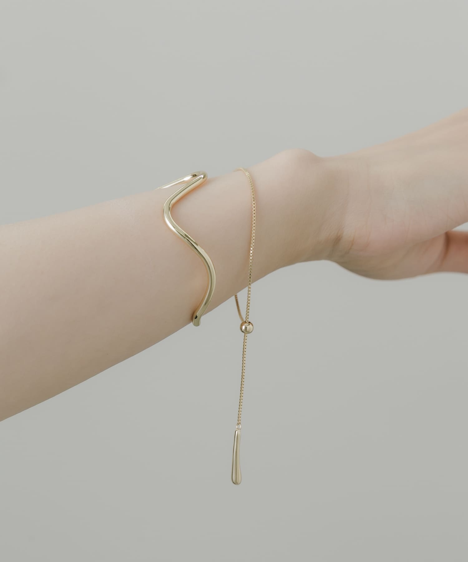 チェーン2セットブレスレットバングル GLD -