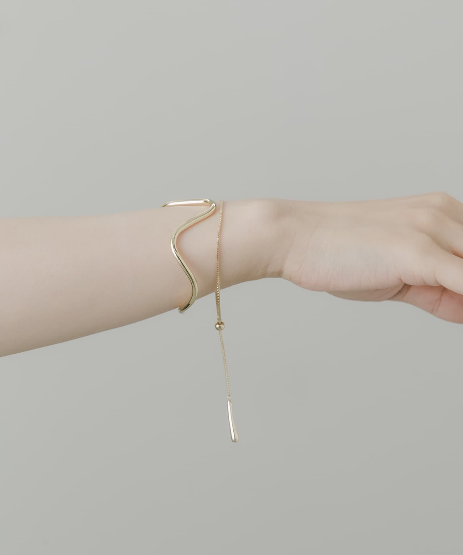 チェーン2セットブレスレットバングル GLD -