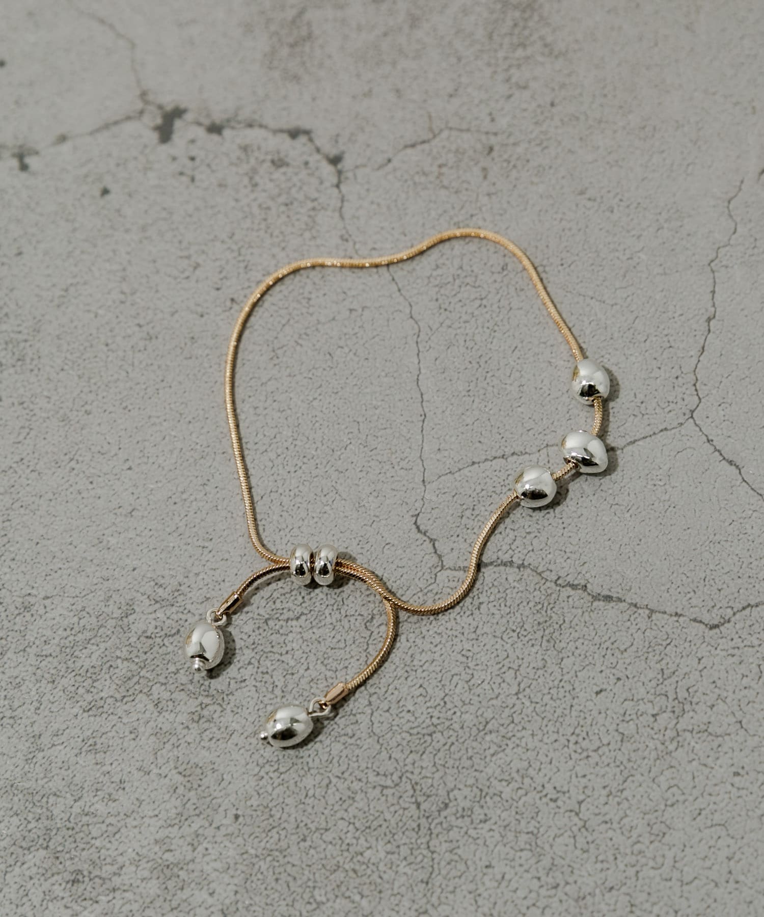 メタルボールスライドブレスレット GLD/SLV -