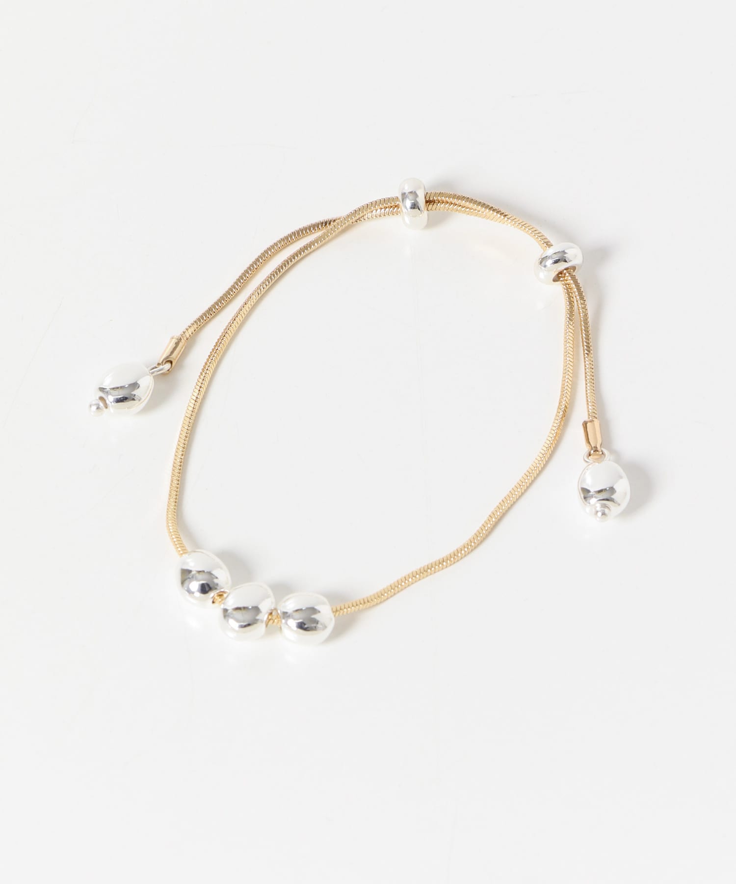 メタルボールスライドブレスレット GLD/SLV -