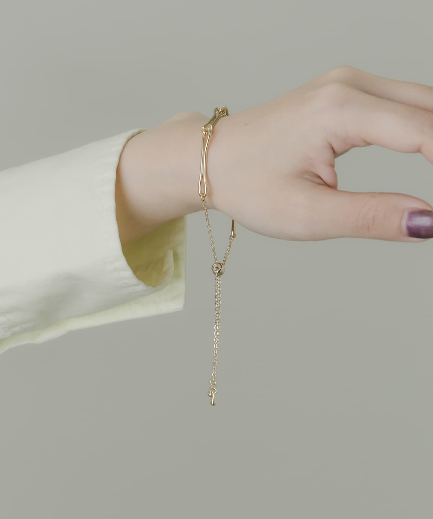 メタルデザインチェーンスライドブレスレット GLD -