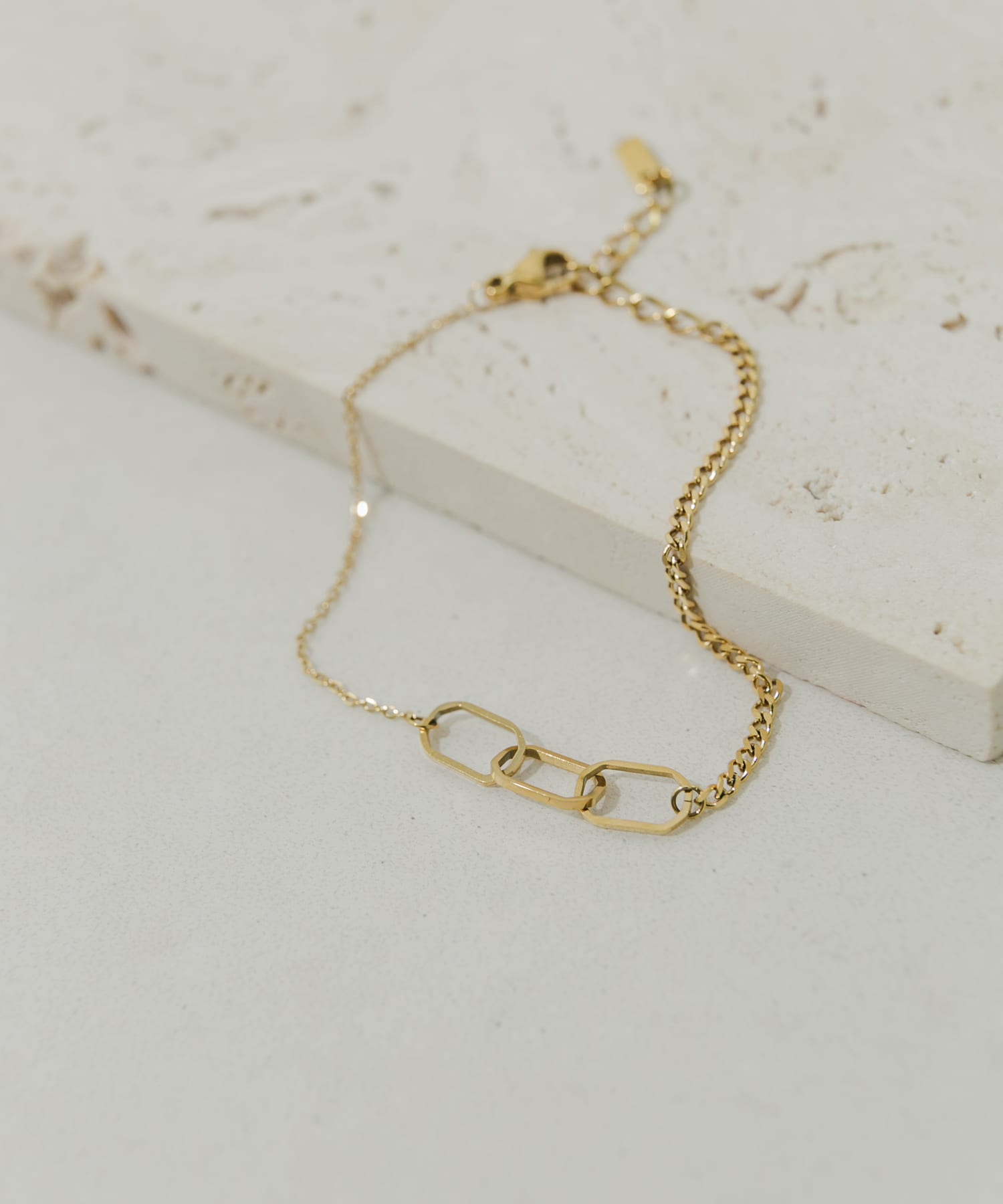 ステンレスチェーンコンビブレスレット GLD -